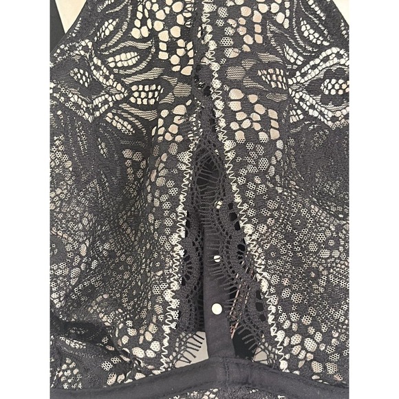 Victorias Secret Very Sexy Unlined Black Plunge Lace Halter Long Line Bra 32C - Picture 4 of 10